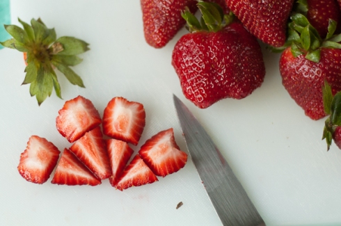 strawberries, bite-sized